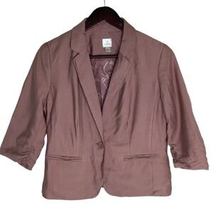 LC Lauren Conrad Women Pink‎ Notched Lapel 3/4 Sleeves Padded Blazer Size 6